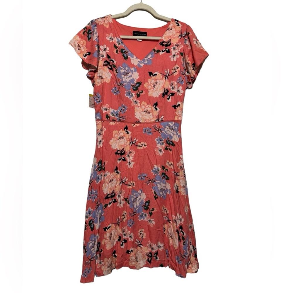 Simply Styled NWT Pink Coral Floral Long Modes Fit Flare Dress Women’s Size 8